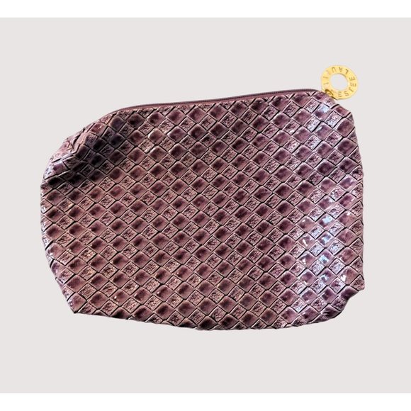 Estee Lauder Cosmetic Bag Purple Woven Pattern Zipper Closure - Picture 2 of 5
